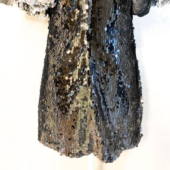 Rhode Silver Sequin Dali Mini Dress Above The Knee Size 0 New With Tags Small - Picture 7 of 9